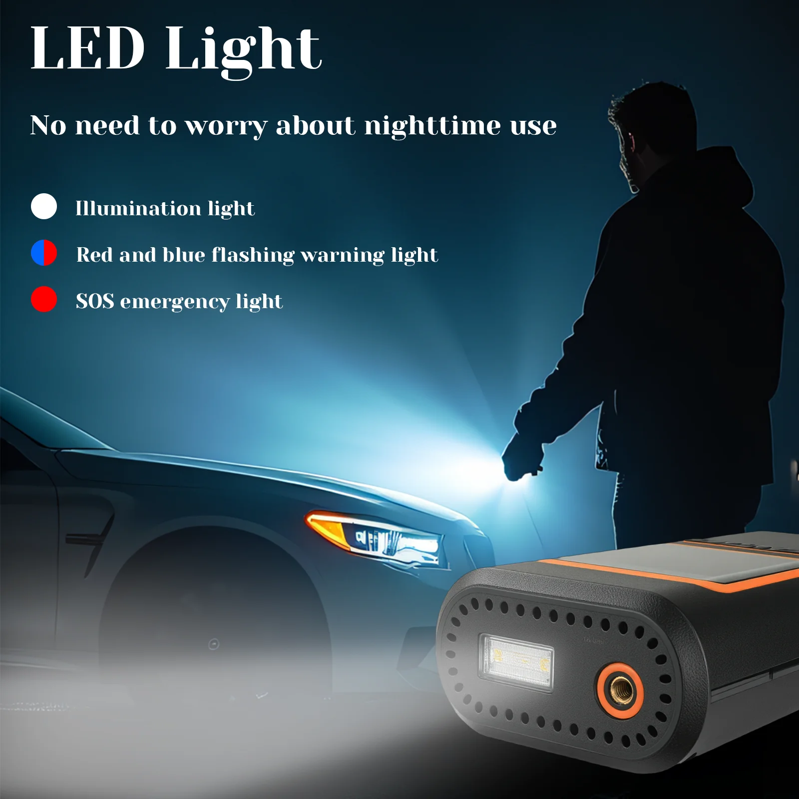 2-in-1 Air Pump & Car Jump Starter, 6000mAh Battery, 600A Peak Current, for Cars/Motorcycles/Bikes/Balls