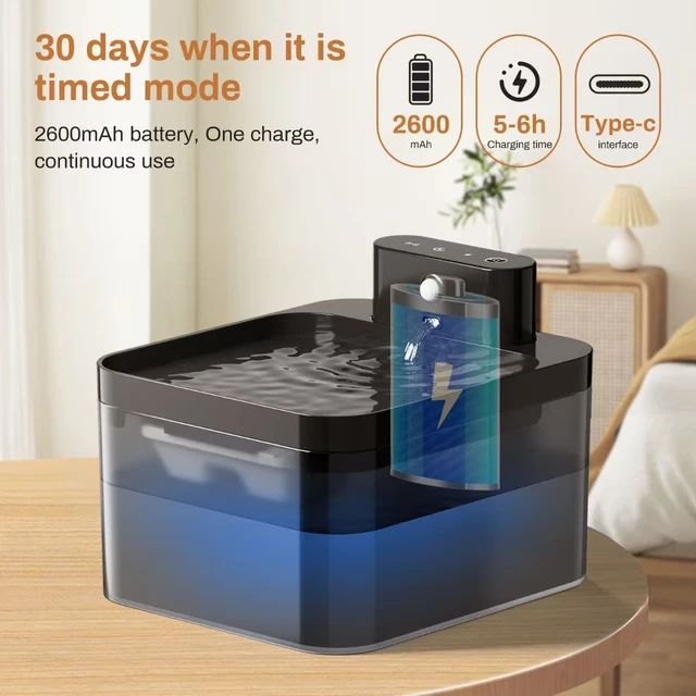 Wireless Cat Water Fountain Battery Operated Automatic Pet Water Fountain With Motion Sensor Dog Cat Water Dispenser Bowl 2