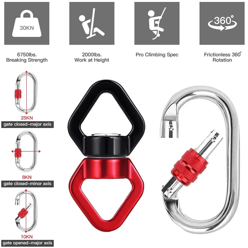Aerial Silks Hardware Swing Swivel Descender Carabiners Rock Climbing Fly Yoga Swing Hammock Accessories 5