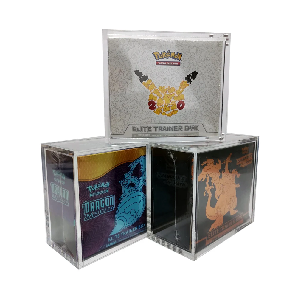 Storage Bag 4mm Clear Acrylic ETB Generations Edition Card Game Display Case Elite Trainer Box Protector Showcase with Sleeve Open Door Lid