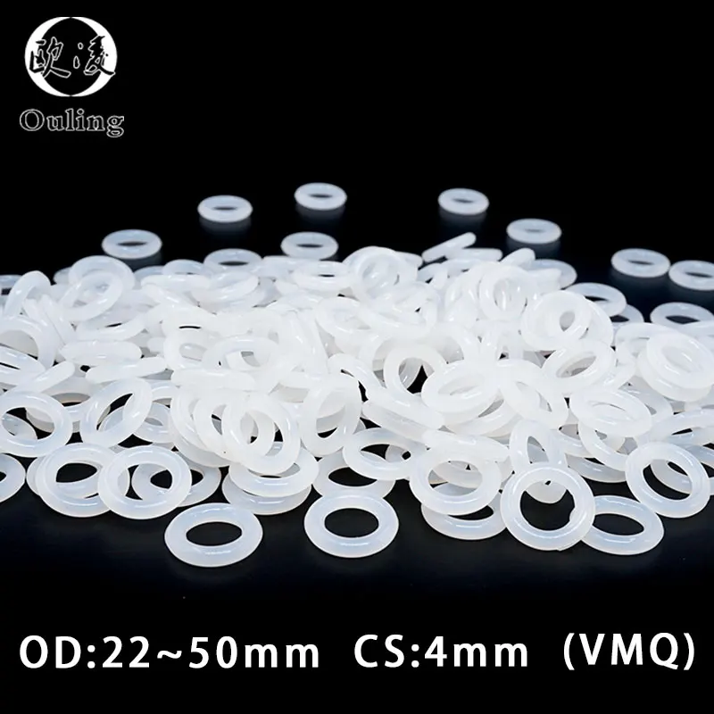 

5PCS/lot Silicon Rings Silicone/VMQ O ring CS4mm Thickness OD22/26/28/30/32/35/38/40/42/45/48/50mm Rubber O-ring Seal Gaskets