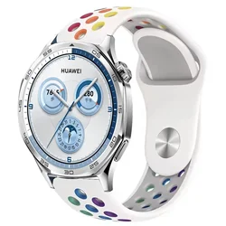 Premium Silicone Watch Strap - Adjustable Rubber Wristband - Strap width 20mm (White colorful)