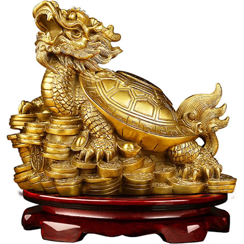 Brass Dragon Turtle Statue, Wealth Prosperity Sculpture, Housewarming, Arrangement Gift, Home Decor, Feng Shui