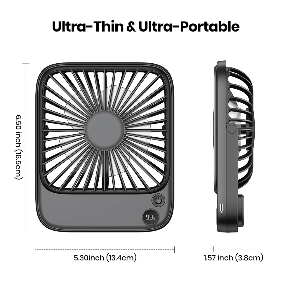 TOPK Desk Table Fan Rechargeable 2000mAh/4500mAh Battery Operated Desktop Fan Silent Thin Personal Fan with Power & Speed Displa 6 TOPK Desk Table Fan Rechargeable 2000mAh/4500mAh Battery Operated Desktop Fan Silent Thin Personal Fan with Power & Speed Displa 6