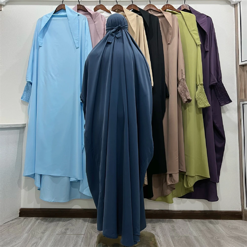 

Eid Hooded Muslim Women Hijab Dress Prayer Garment Abaya Long Khimar Full Cover Ramadan Gown Abayas Overhead Islam Clothes Niqab