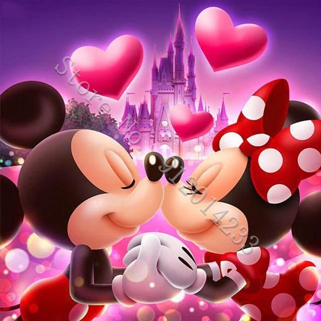 Diy Diamond Painting Disney Cartoon Cross Stitch Minnie Mickey Full Square Round Diamond Embroidery Mosaic Rhinestones Picture 