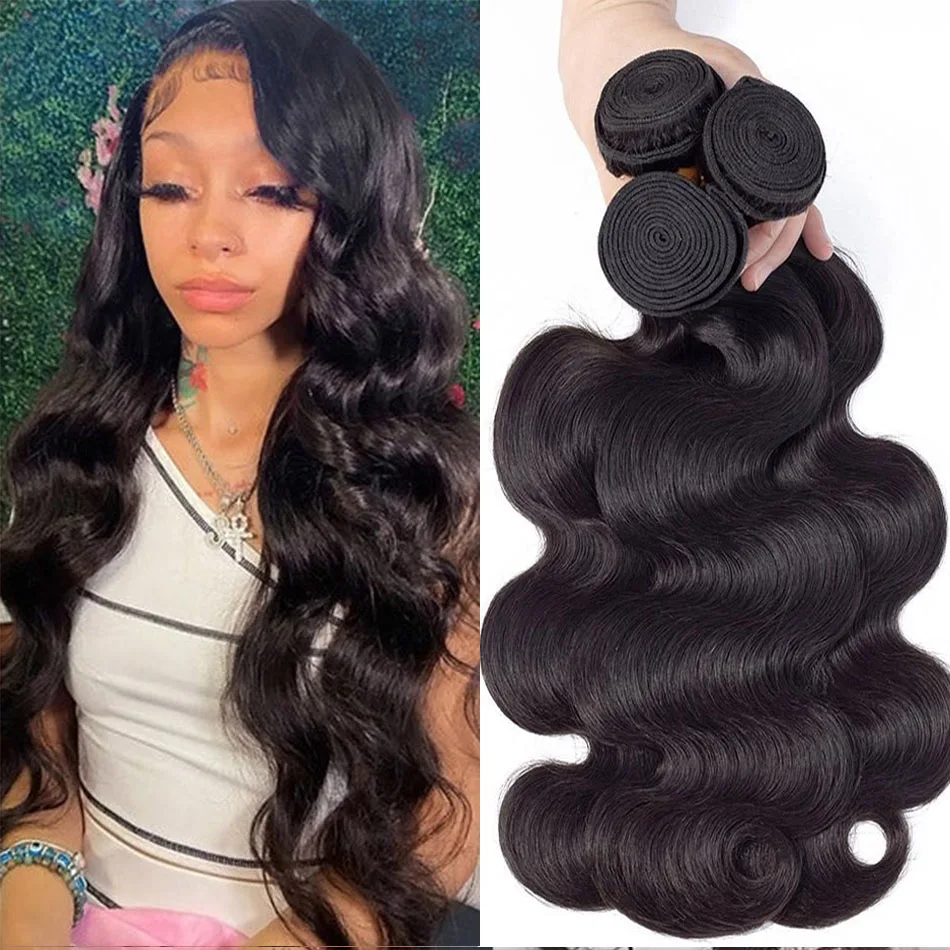 30 32 Inch Brazilian Human Hair Extensions 3 4 Bundles Body Wave Water Wavy Weave for Women