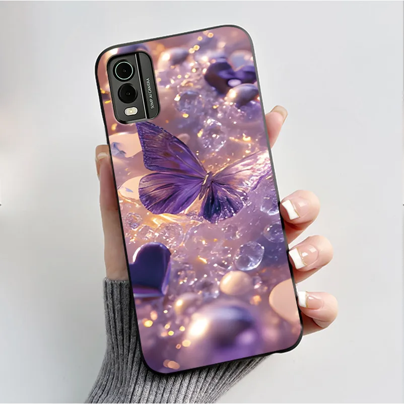 Black Soft Silicone TPU Luxury Fashion Flower Butterfly Phone Case
