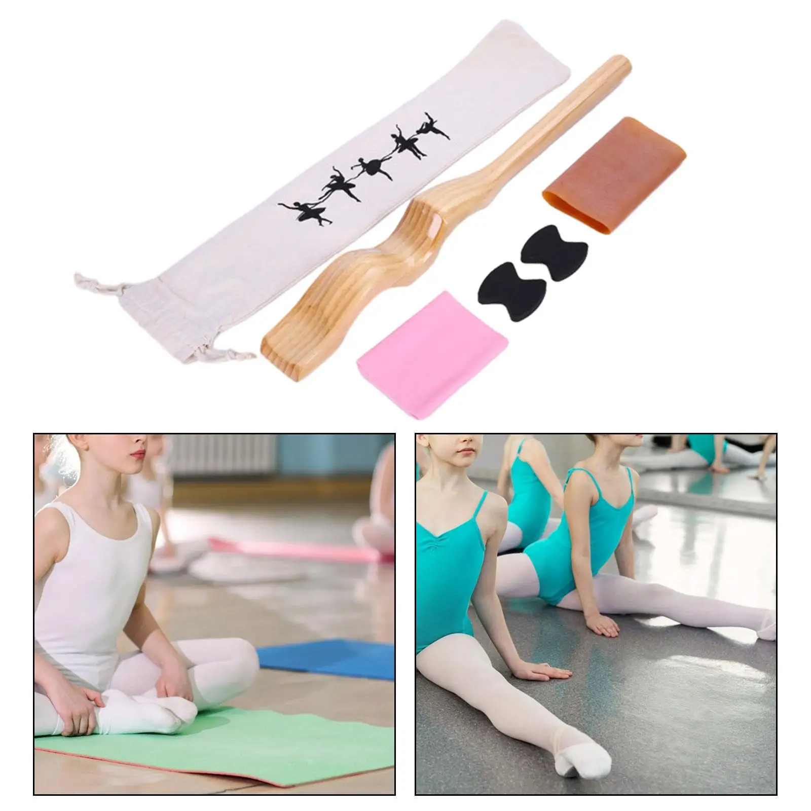 Ballet Dance Foot Stretcher Professional Wood for Adults Kids with Resistance Bands Dance Stretching Equipment for Ballet Dancer
