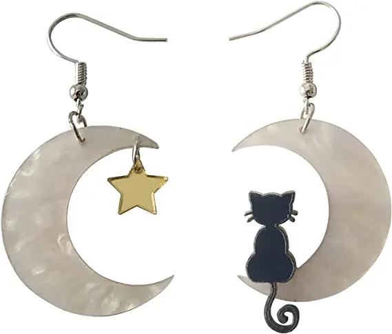 

Moon Star Cat Halloween Earrings for Women and Girls Cute Acrylic Earrings