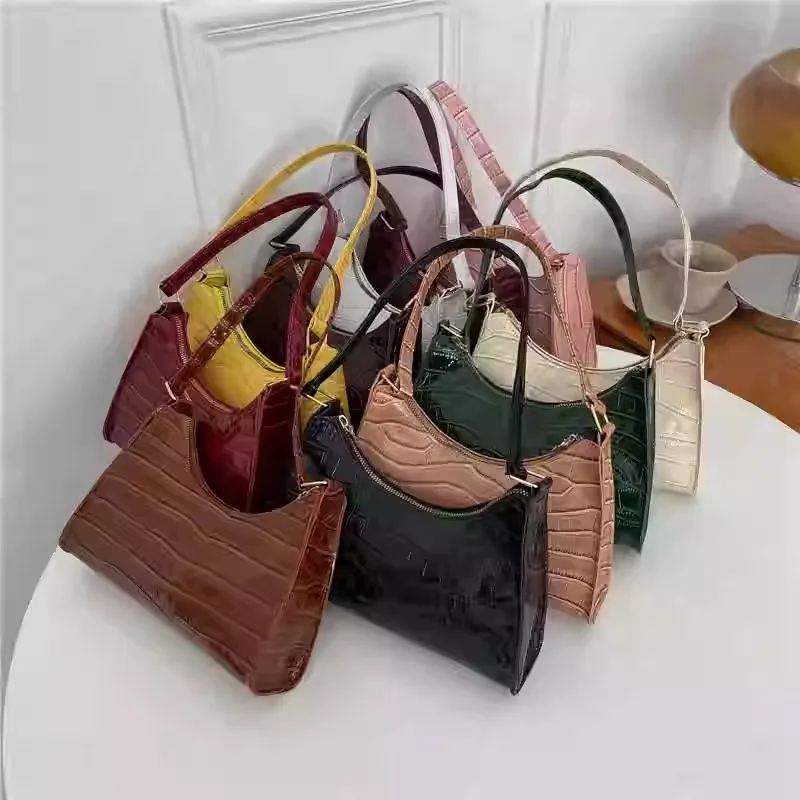 Alligator Pattern PU Leather Handbag - Womens Small Armpit Messenger Bag