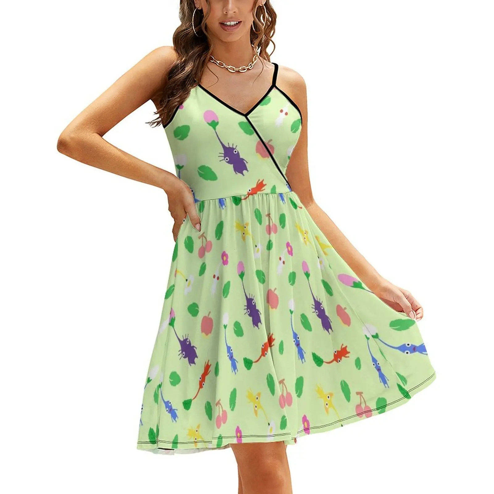 

cute pikmin pattern Sling Dress women clothes womans clothing dresses for prom