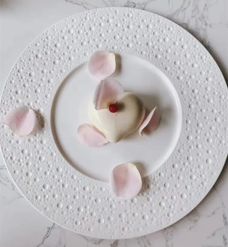 

Round flat plate meteorite inventory point plate middle round western restaurant hotel ceramic food molecular cooking tableware