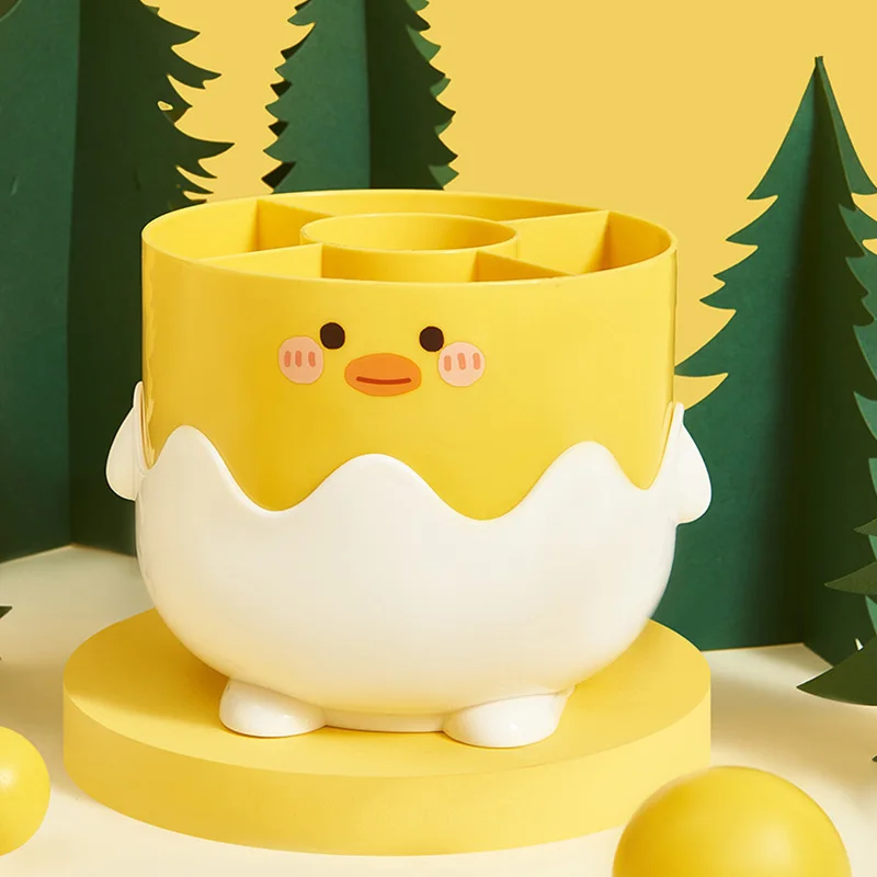 Cute Little Yellow Chicken Pen Holder Large Capacity Pencil Storage Box Desktop Organizer Stand Case Student Stationery