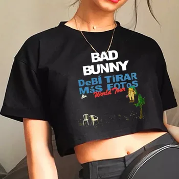 Bad Bunny Tour 2026 Shirt Women O-Neck Hip Hop Short Sleeves Crop Tops T-shirt Fans Gift Tops Streetwear