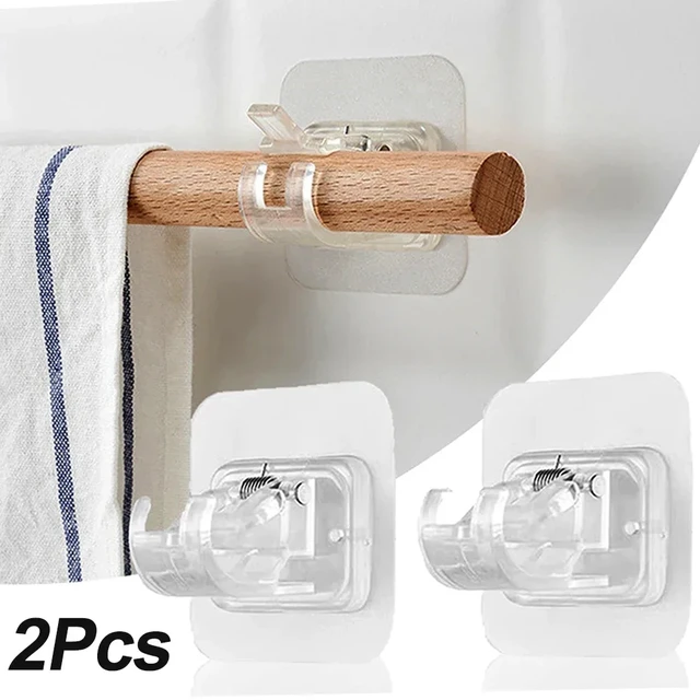 2Pcs Self Adhesive Curtain Rod Bracket Punch-free Curtain Rod Clips  Nail-Free Hook Adjustable Shower Curtain Rod Hanging Holder - AliExpress