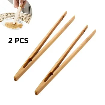2PCS 18 centimetri di Bambù Naturale In Legno Per Alimenti Tostapane Pinze Clip di Tè Pinzette Per Toast Piccelli Tè Cottura Accessori Da Cucina 1