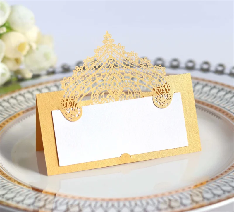 25/50/100pcs Hot Table Card 3D Lace Laser Hollowed Out Handwritten card Wedding Anniversary Commemorative Decoration