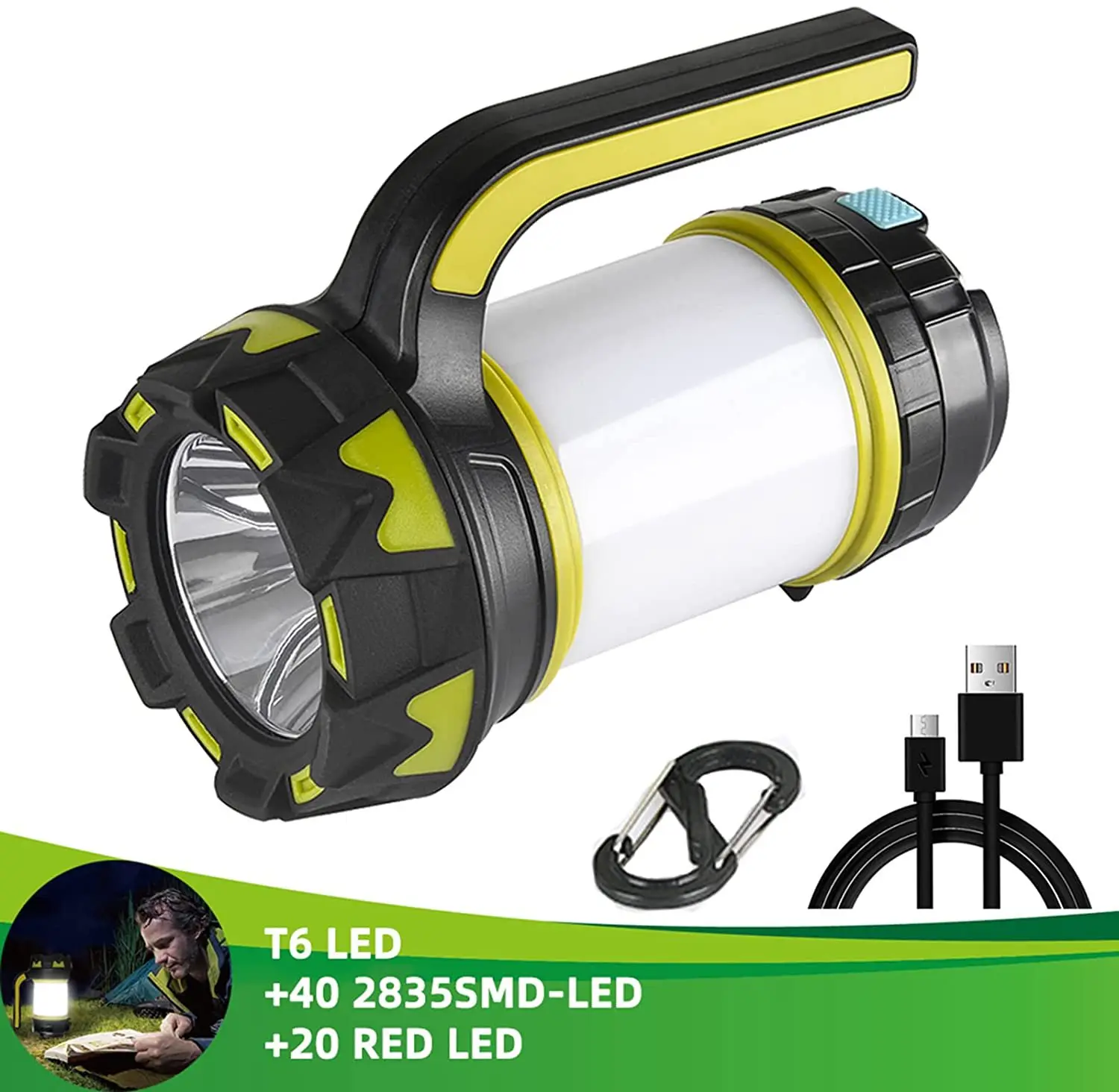 Description Picture 4 of itemCamp Lamp LED Camping Light USB Rechargeable Flashlight Dimmable Spotlight Work Light Waterproof Searchlight Emergency Lantern
