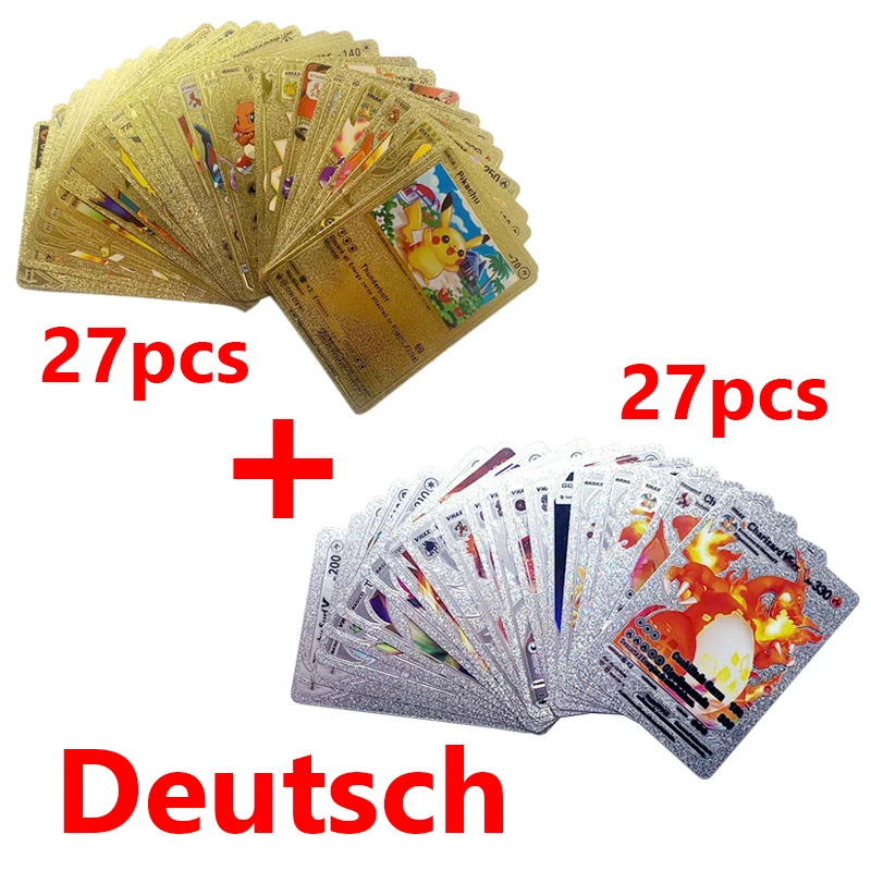 thumbnail image 1 of Cards French Spanish Gold Vmax GX V Energy Card Charizard Pikachu Rare Collection Battle Trainer Card Child Toys Gifts, 1 of 5