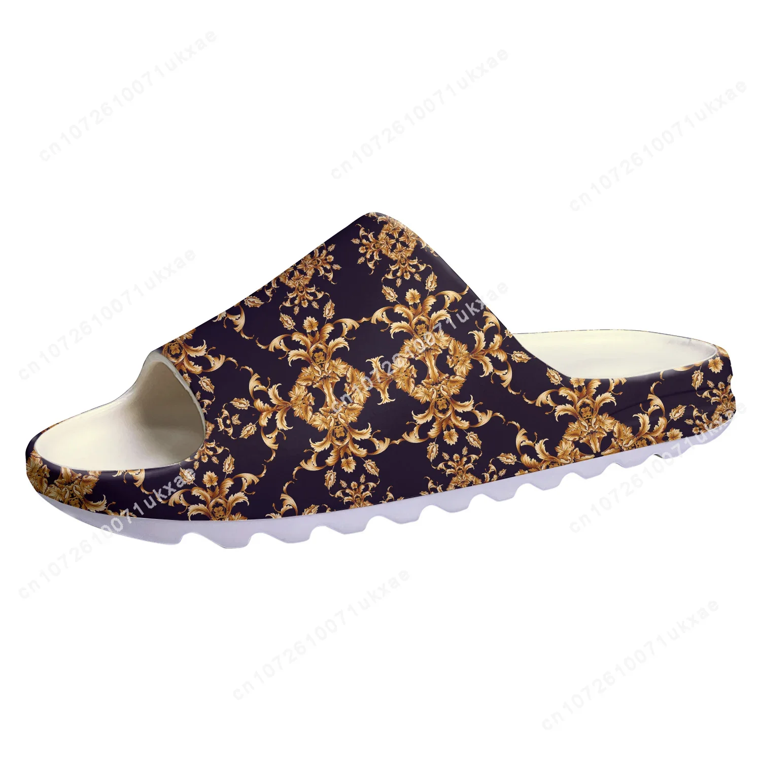 Luxury Golden Floral Baroque Soft Sole Sllipers Home Clogs Customized Step On Water Shoes Mens Womens Teenager Step in Sandals