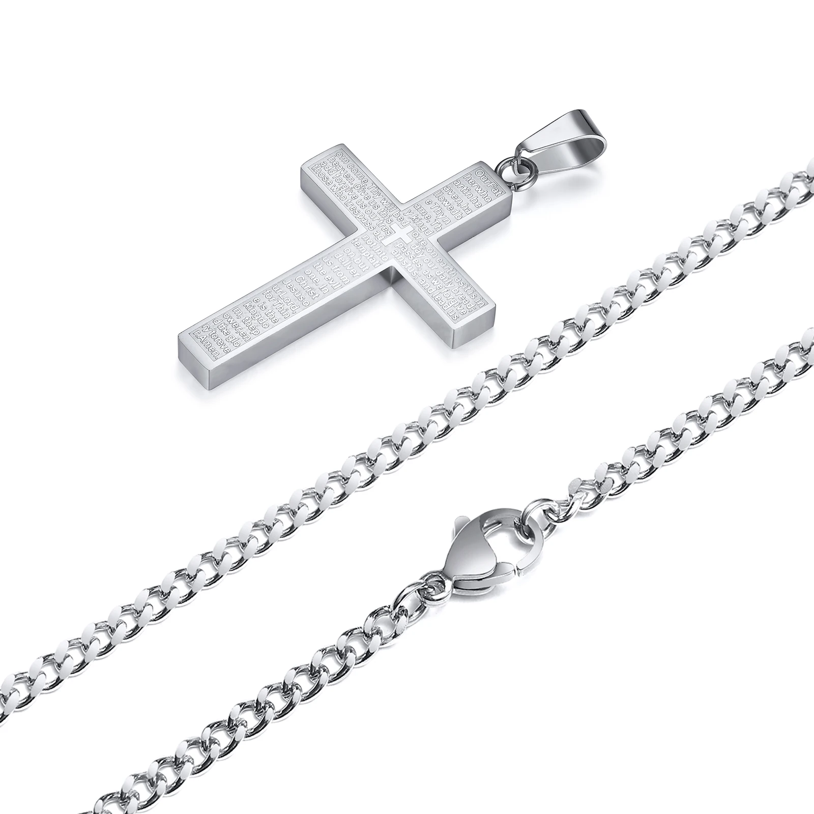 collana catena uomo acciaio con croce collana catena uomo acciaio con croce