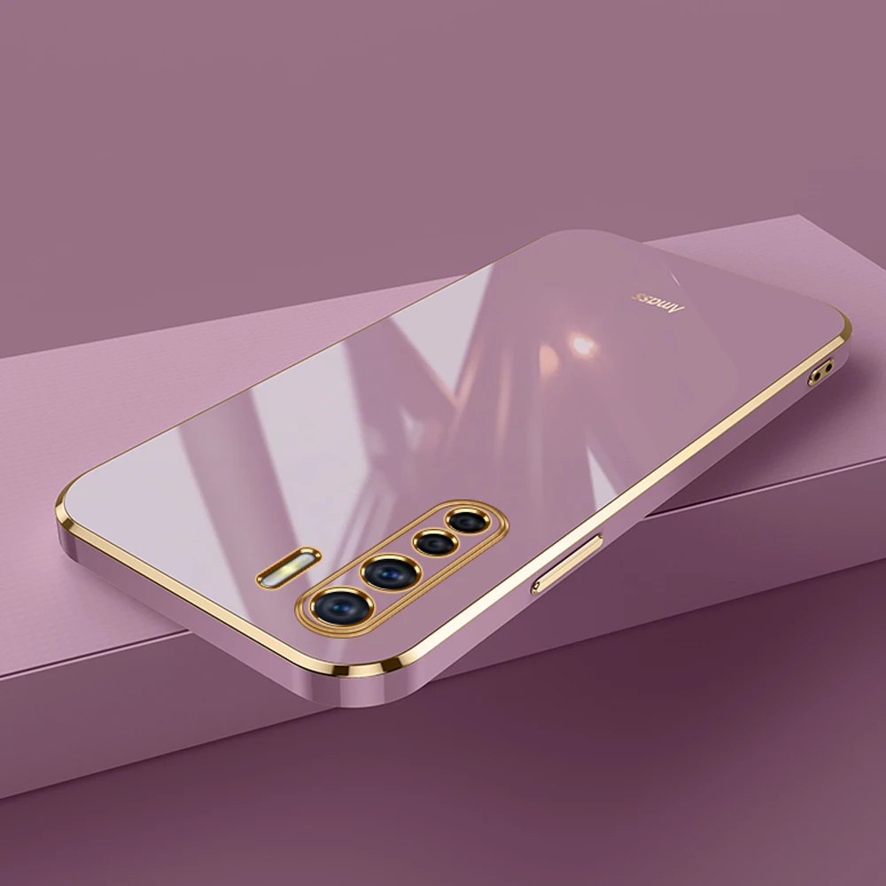 Luxury Square Plating ShockProof Silicone Back Cover Case