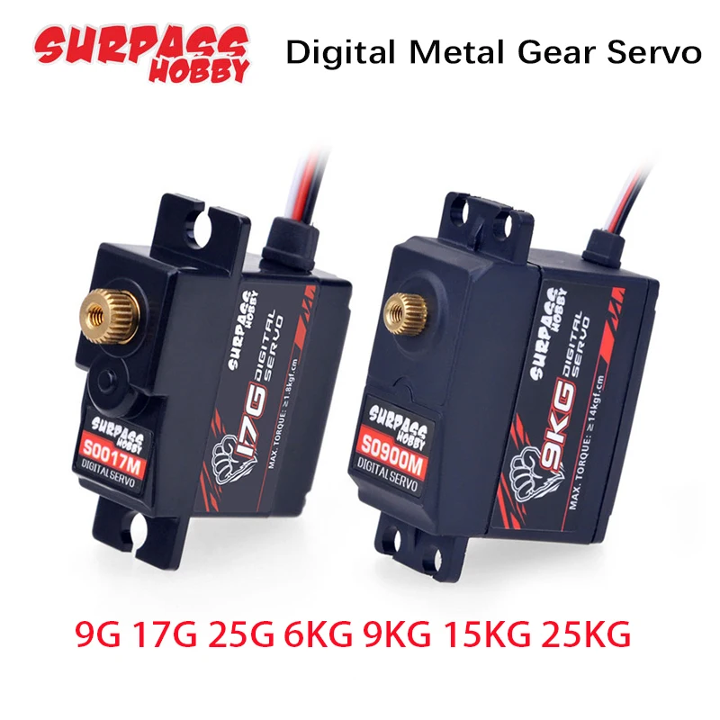 2 4Pcs Override Digital Servo Mechanism Hobby 9 17 25g 6 9 15 20kg Metal Gear Micro Servo For 1/8 1/10 RC Plane Glider Robot