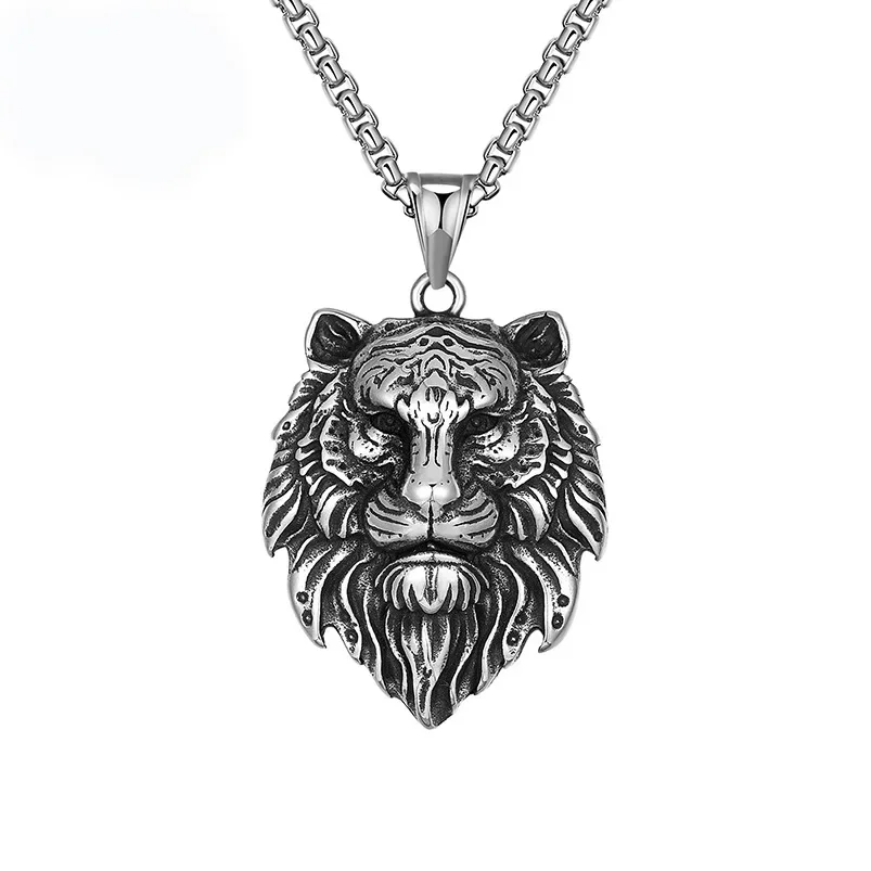 

Twelve Zodiac Stainless Steel Lion Head Pendant Necklace, European and American Men's Hip-hop Accessories Necklace