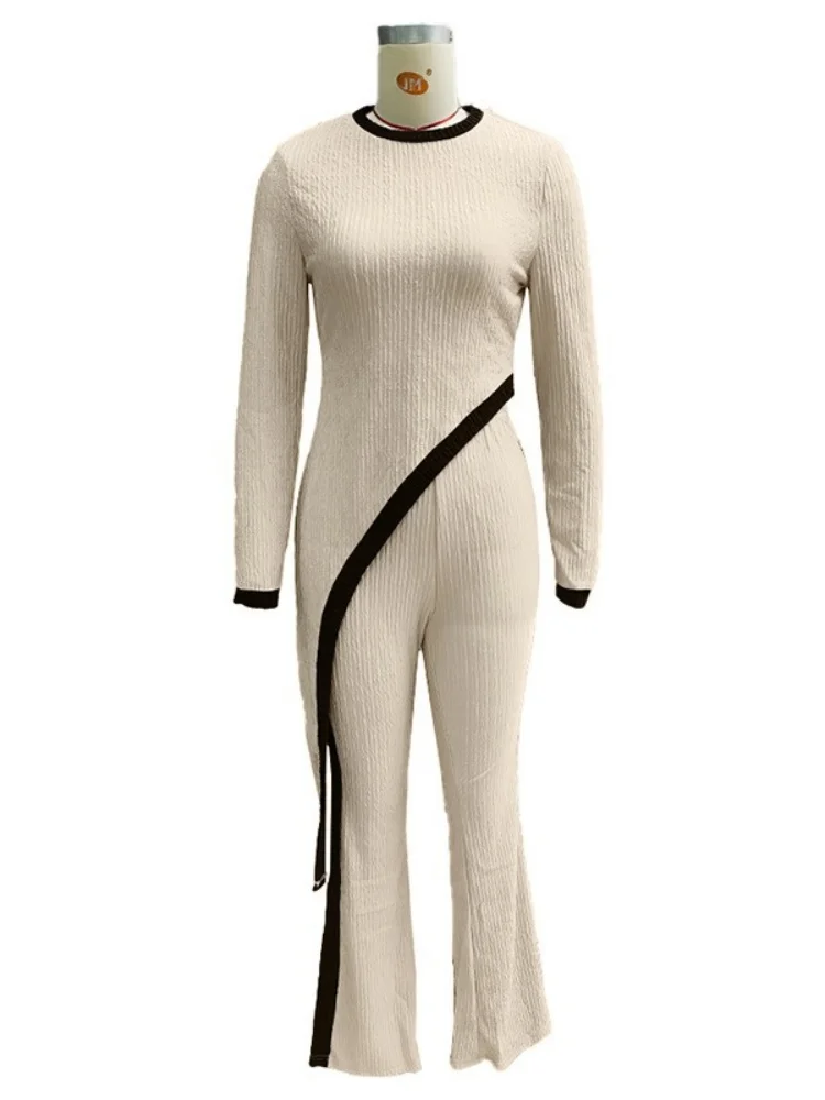 Wmstar Two Piece Set Women Wholesale 2025 European American Spring Summer Fashion Elegance Round Neck Long Sleeved Loose Pants