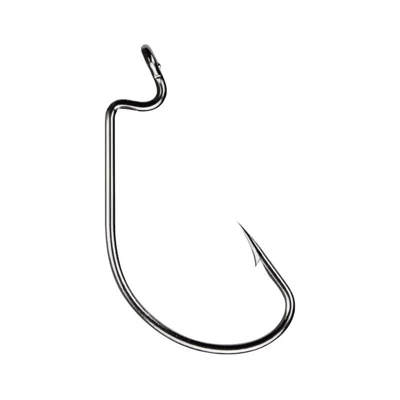 50Pcs/Box Fishing Hooks Set Jig Crank Barbed Hook High Carbon Stainless Steel Wide Gap Offset Fishhook Soft Worm Sea Hook Tackle