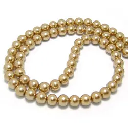 Vibrant Glass Dyeing Color Round Imitation Pearl Beads for DIY Jewelry and Accessories (Gold Color)