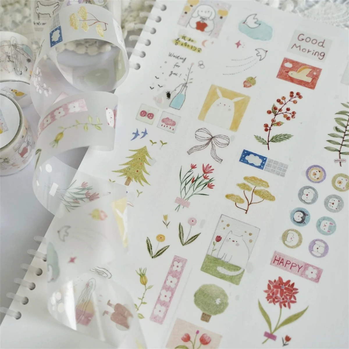 

Винтажная декоративная наклейка MuZiShan Studio Lovely Meet Washi PET Tape для самостоятельного изготовления открыток, скрапбукинга