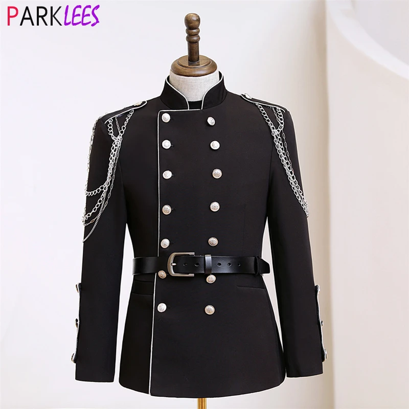 Men's Blazer Steampunk Stand Collar Mens Costume Jacket Mens Stage