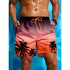 Men's Palm Tree Shorts Summer Vacation Print Drawstring Waist Board Fashion Swim Trunks 3D Print Breathable Short Streetwear 4