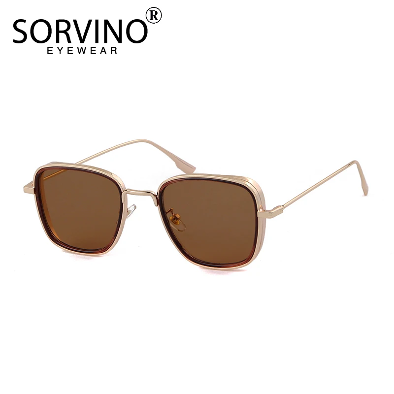 

SORVINO Fashion Metal Square Sunglasses Men Brand Designer Retro Small Rectangular Frame Cat Eye Women Shades Sun Glasses 2022