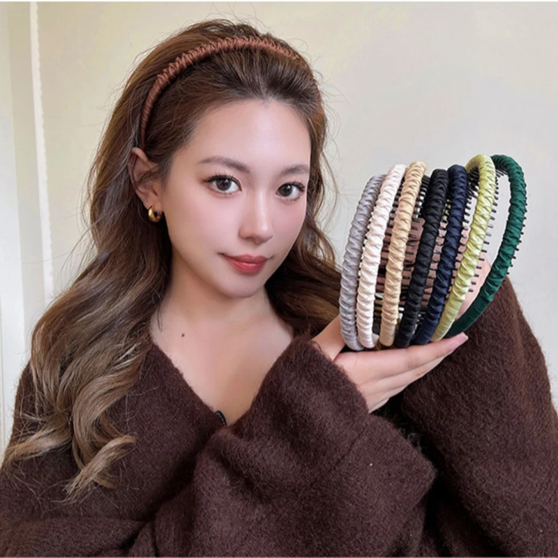 Ruoshui Newest WomenToothed anti-slip Hairband Solid Washing Face Korean Style Headband Head Hoop Girls Fashion Hair Accessories