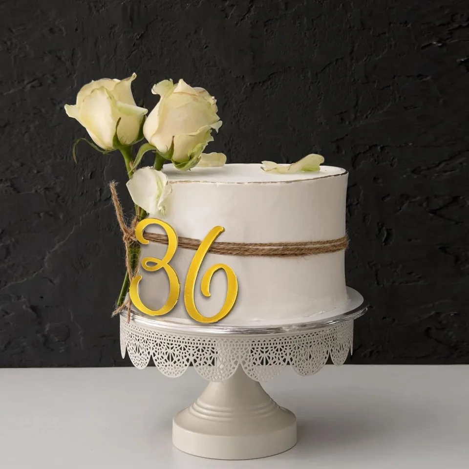 Mirrored Gold Acrylic Number Cake Toppers Set