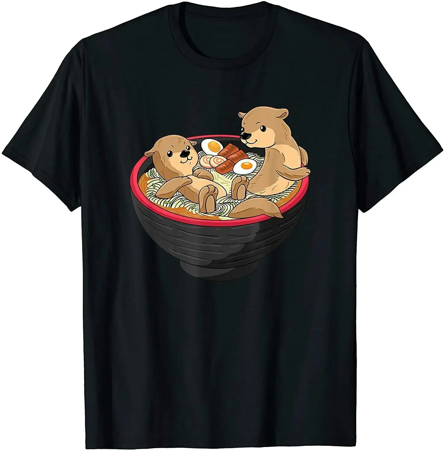 

Otter Shirt Japanese Ramen Noodles Soup O-Neck Cotton T Shirt Men Casual Vintage Tees Tops Dropshipping