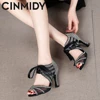 CINMIDY Ballroom Dance Shoes With Rhinestone Salsa Tango Shoes For Dancing High Heels Latin Dance Shoes Woman Indoor Sandals 6