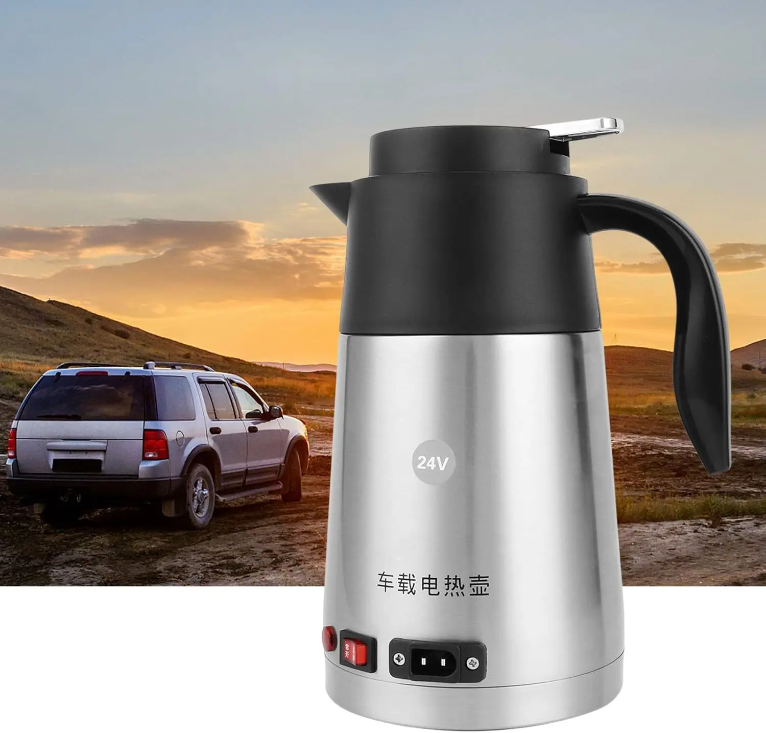 전기차용 주전자 24V 1200ml 200W 스테인리스 스틸 전기 보온 가열 머그컵 물 끓이기 가열컵 자동차용 계란찜기 (칼슘 함유)