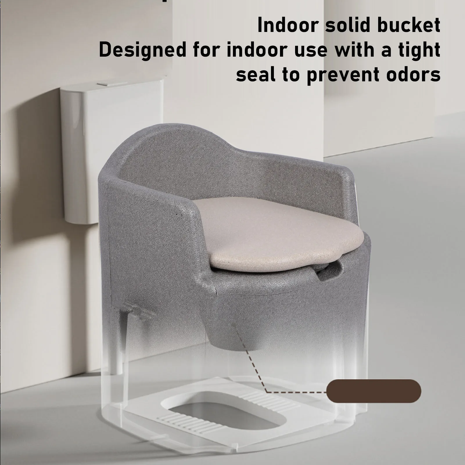 Bedside Commode Chair Sturdy Frame Bedside Shower Chair Gray Soft EPP Easy Cleaning Water Resistant Slip Resistant for Seniors 5