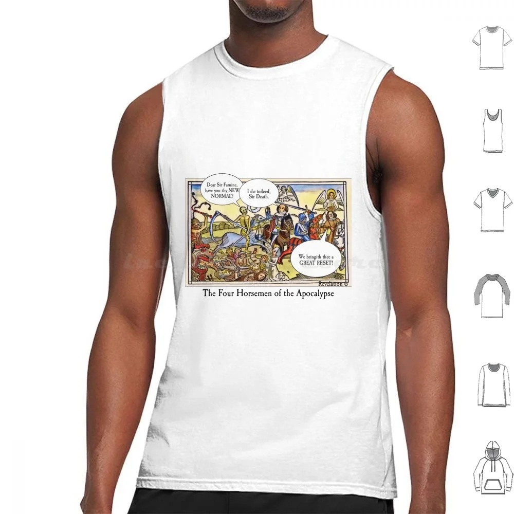 Quattro Dell'Apocalypse Great Reset Canotte Stampa Cotton Four Apocalypse Horse Great Reset Cavaliere Apocalittico King