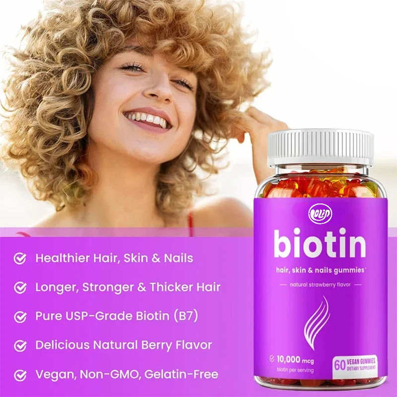 Biotin Gummies 10,000 Mcg-Promotes Hair Growth, Skin and Nail Health, Promotes Hair Growth
