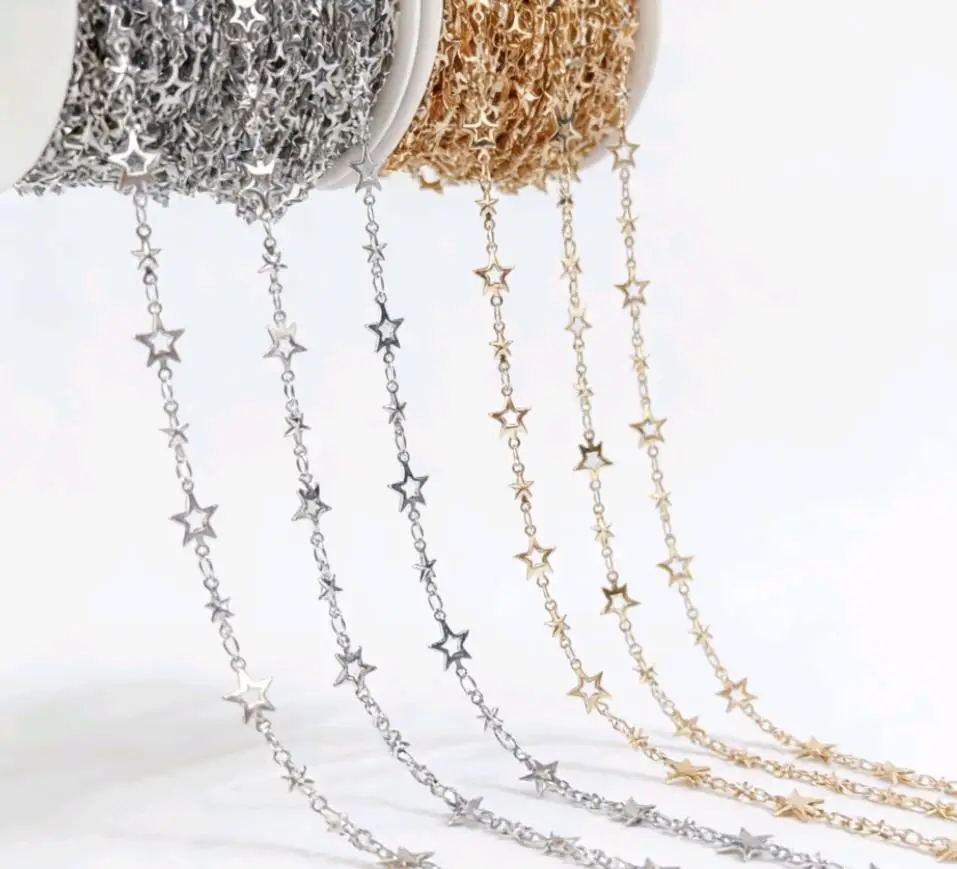 Hollow Star-Shaped Iron Chain for DIY Jewelry Making - Various Lengths