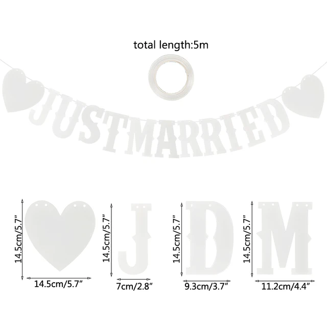 Ghirlanda Bandiere Matrimonio In Iuta - 2 Pezzi Con Cuori Bianchi - Decorazione Rustica Per Feste - Foto 9