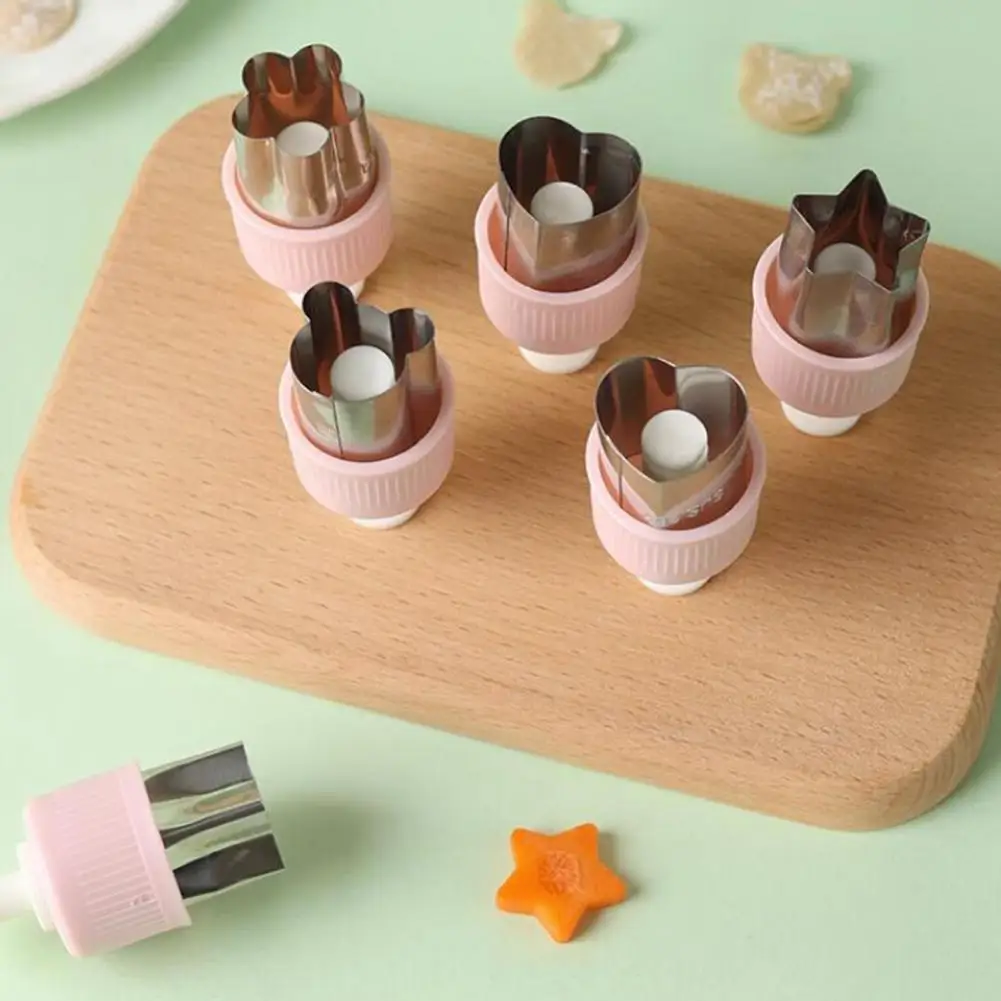 6Pcs Vegetable Cutter Shapes Set Stainless Steel Press-type Mini Cookie Cutter Fruit Cookie Pastry Stamp Mold Kids Baking Tools