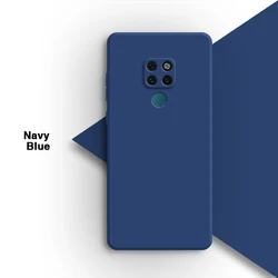 Premium Candy Silicone Soft Square Back Cover - High-Quality Protection for Huawei Mate 20 (Navy Blue)
