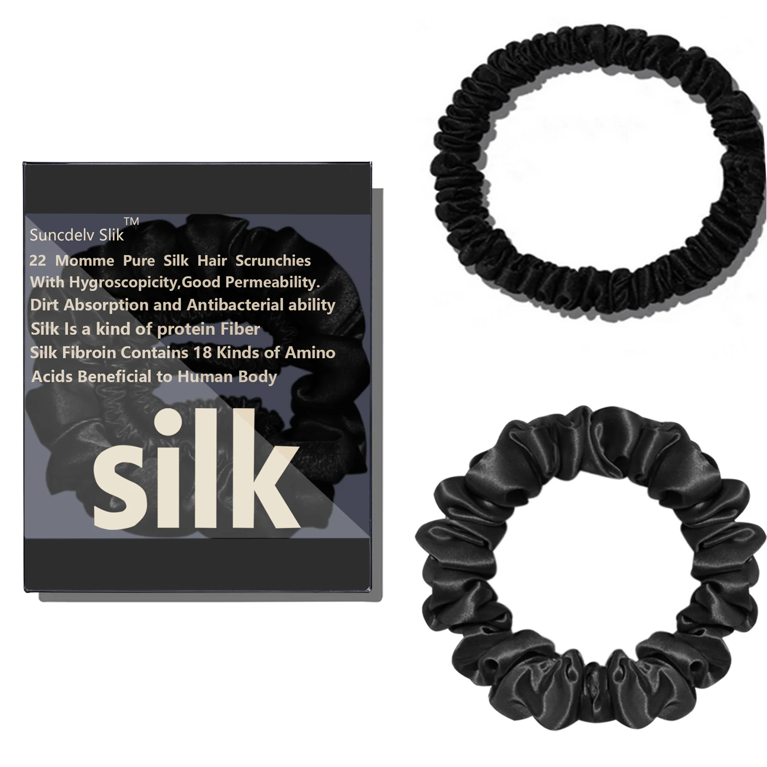 2PCS 100% Reine Maulbeerseide Haar Scrunchie Handgemachte Haarbänder Frauen Mädchen Haar Zubehör Natürliche einfarbig HairTies – Detail 4