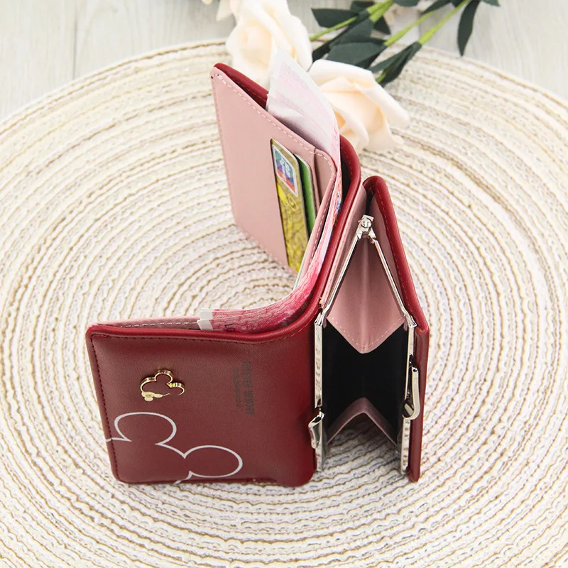 New Women's Wallet Cute Cartoon Letter Printed Students Coin Purse Triple Fold Short Style Wallets for Women Girls Handheld Bags 4
